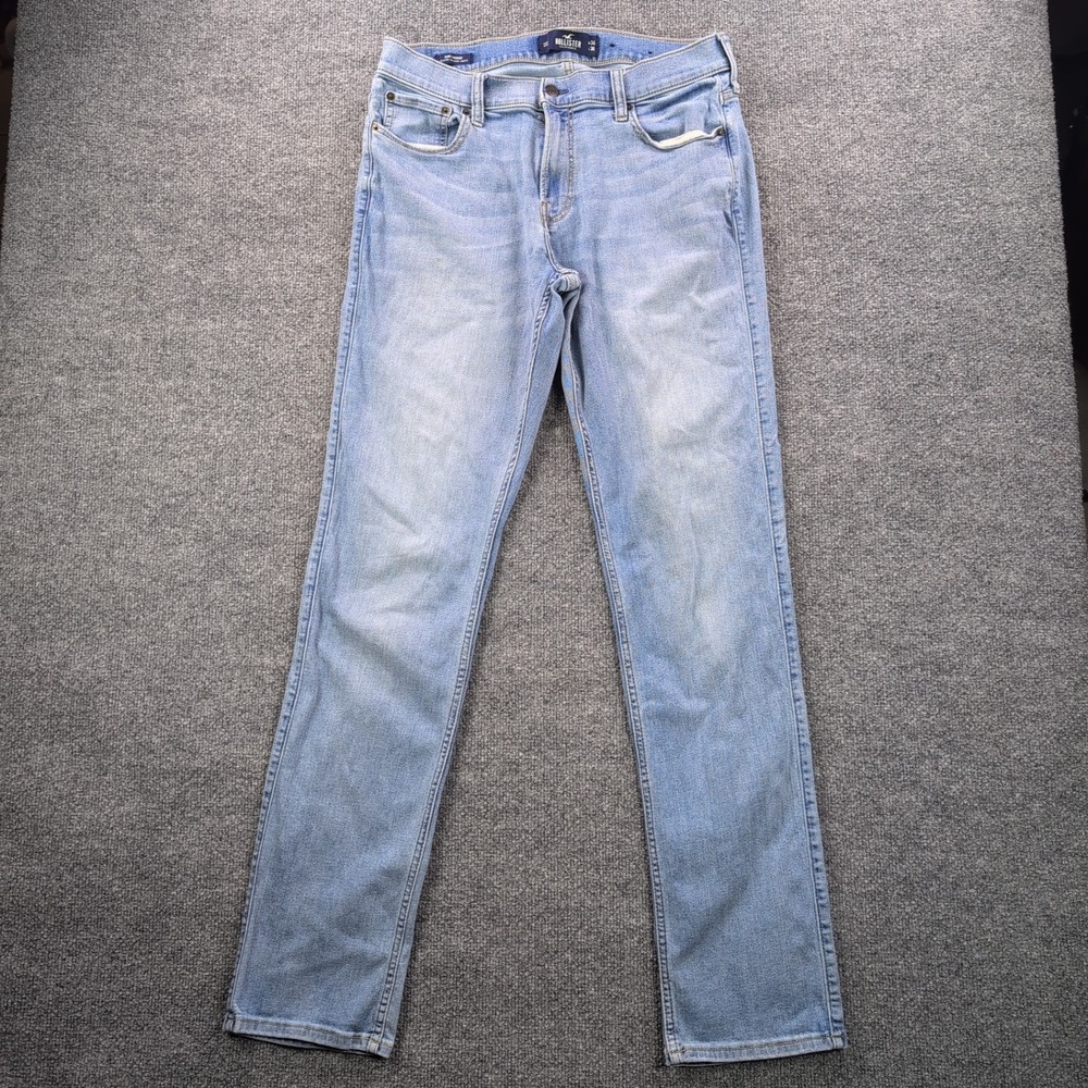 Hollister Slim Straight Jeans Mens 34x36 Light Wash Advanced Stretch Denim Blue